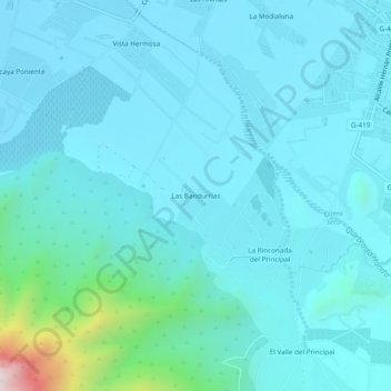 Mappa topografica Las Bandurrias, altitudine, rilievo