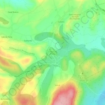 Mappa topografica Outeiro das Matas, altitudine, rilievo