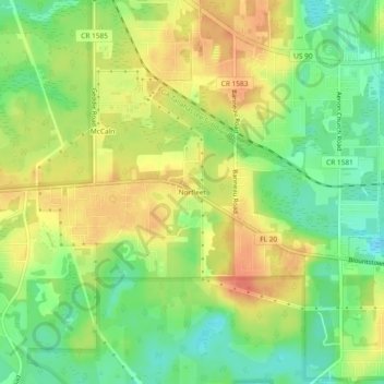 Mappa topografica Norfleet, altitudine, rilievo