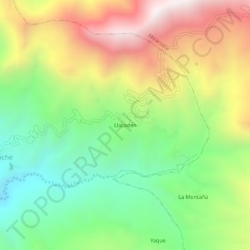 Mappa topografica Llacaden, altitudine, rilievo