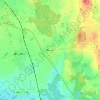 Mappa topografica Röbel, altitudine, rilievo