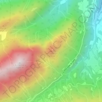 Mappa topografica San Lorenzo, altitudine, rilievo