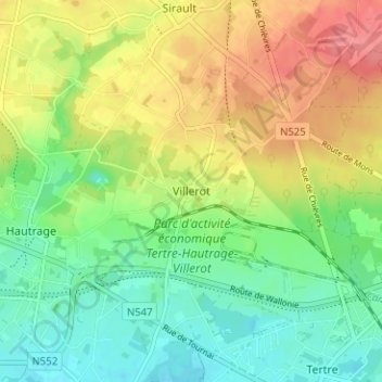 Mappa topografica Villerot, altitudine, rilievo