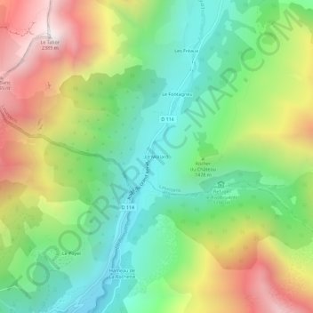Mappa topografica Le Mollard, altitudine, rilievo