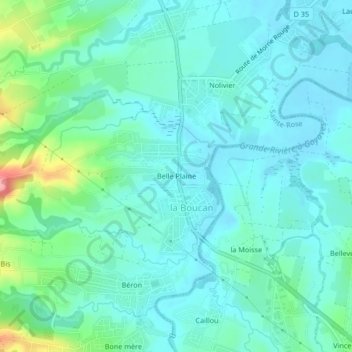 Mappa topografica Belle Plaine, altitudine, rilievo