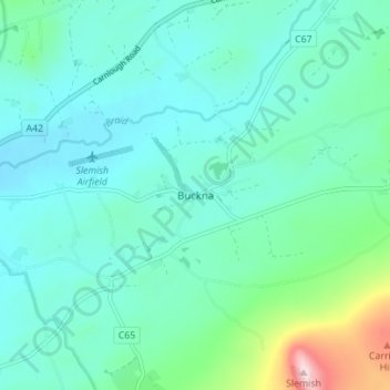 Mappa topografica Buckna, altitudine, rilievo