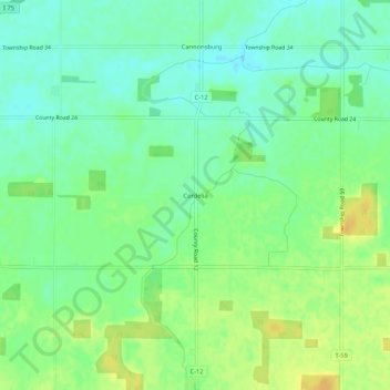 Mappa topografica Cordelia, altitudine, rilievo