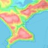 Mappa topografica Cawsand, altitudine, rilievo