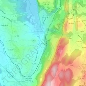Mappa topografica Le Bert, altitudine, rilievo