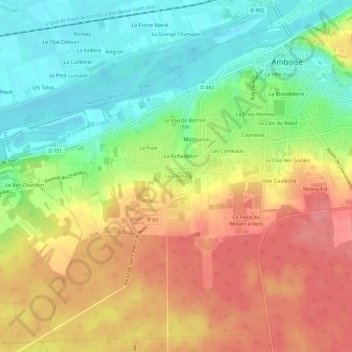 Mappa topografica Le Chenil, altitudine, rilievo