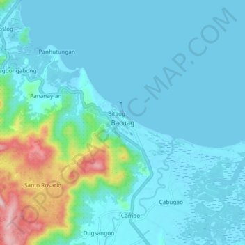 Mappa topografica Bacuag, altitudine, rilievo