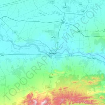 Mappa topografica Nowshera, altitudine, rilievo