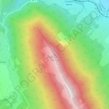 Mappa topografica Charbonnier, altitudine, rilievo