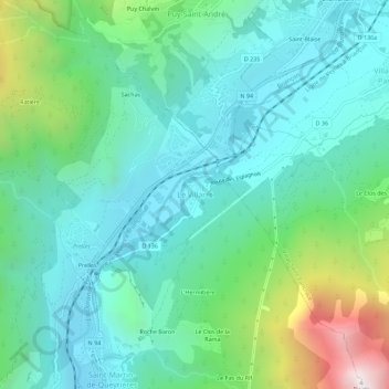 Mappa topografica Le Villaret, altitudine, rilievo