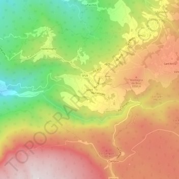 Mappa topografica Spert, altitudine, rilievo