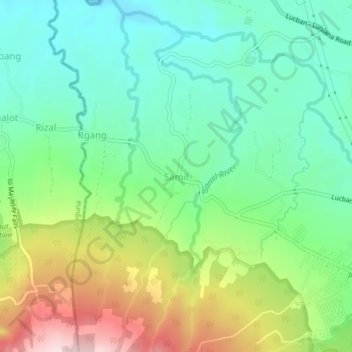 Mappa topografica Samil, altitudine, rilievo