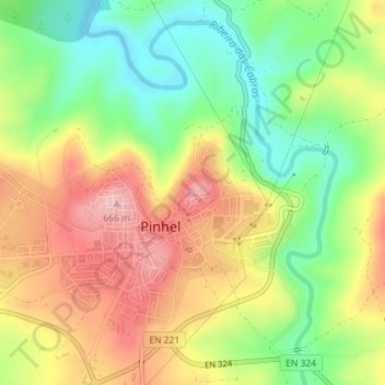 Mappa topografica Castelo de Pinhel, altitudine, rilievo