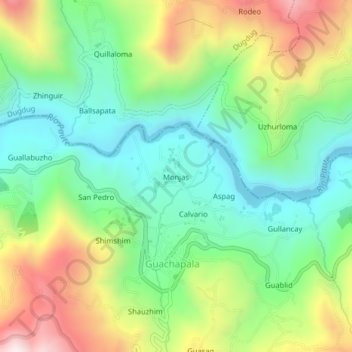 Mappa topografica Monjas, altitudine, rilievo