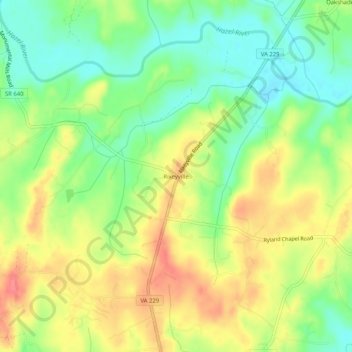 Mappa topografica Rixeyville, altitudine, rilievo