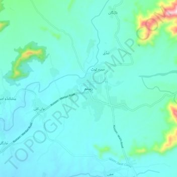 Mappa topografica Rustam, altitudine, rilievo