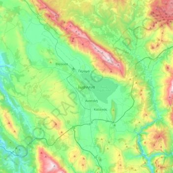 Mappa topografica Giannina, altitudine, rilievo