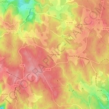 Mappa topografica Chataur le Vieux, altitudine, rilievo