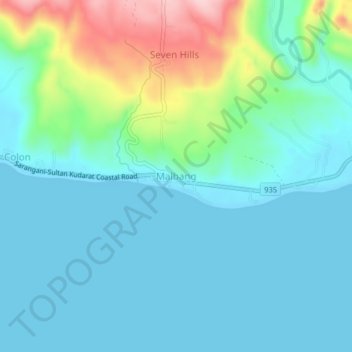 Mappa topografica Malbang, altitudine, rilievo