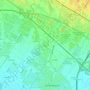 Mappa topografica Capalle, altitudine, rilievo