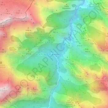Mappa topografica Caín de Valdeón, altitudine, rilievo