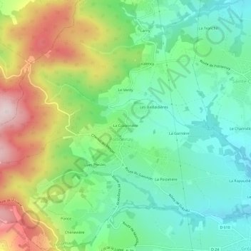 Mappa topografica La Cozonnière, altitudine, rilievo