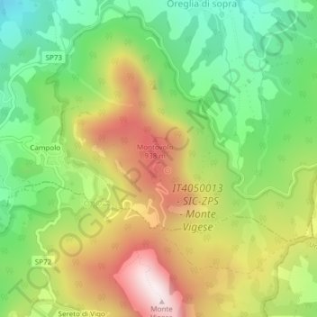Mappa topografica Montovolo, altitudine, rilievo