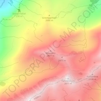 Mappa topografica Grauspitz, altitudine, rilievo