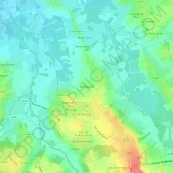 Mappa topografica Les Rippes, altitudine, rilievo