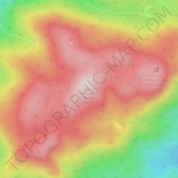 Mappa topografica Montagne-Noire, altitudine, rilievo