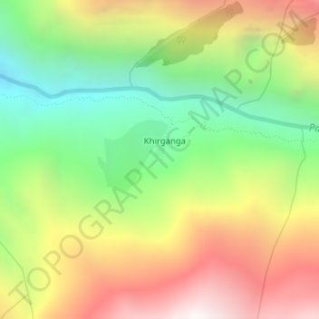 Mappa topografica Kheerganga Hot Spring, altitudine, rilievo