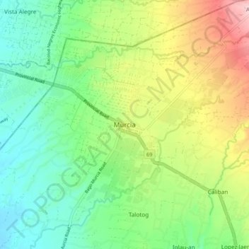 Mappa topografica Murcia, altitudine, rilievo