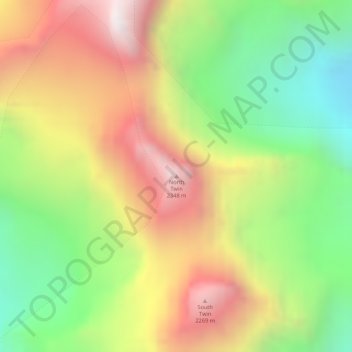 Mappa topografica North Twin, altitudine, rilievo