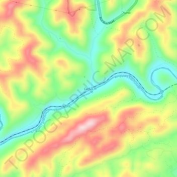 Mappa topografica Carfax, altitudine, rilievo