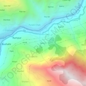 Mappa topografica Racholi, altitudine, rilievo