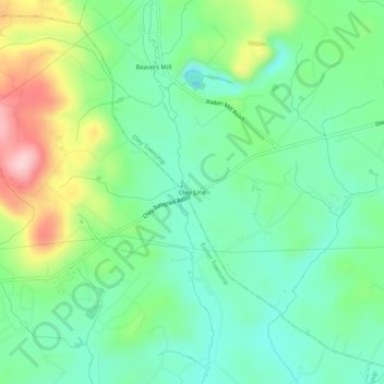 Mappa topografica Oley Line, altitudine, rilievo