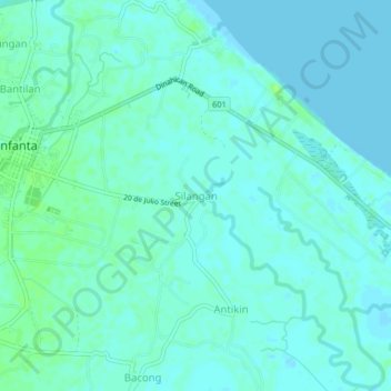 Mappa topografica Silangan, altitudine, rilievo