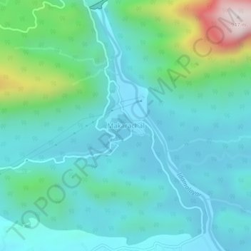 Mappa topografica Makarachal, altitudine, rilievo