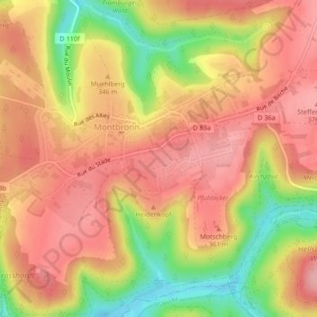 Mappa topografica An der Strasse, altitudine, rilievo