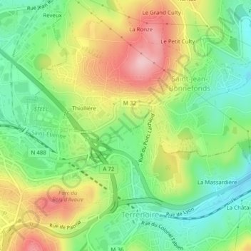 Mappa topografica La Grande Chaux, altitudine, rilievo