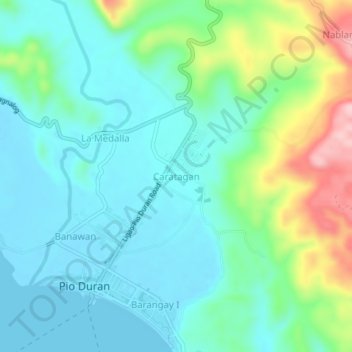 Mappa topografica Caratagan, altitudine, rilievo
