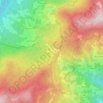 Mappa topografica Centocroci, altitudine, rilievo