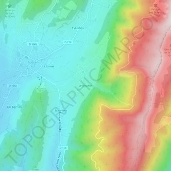 Mappa topografica Le Bouchet, altitudine, rilievo