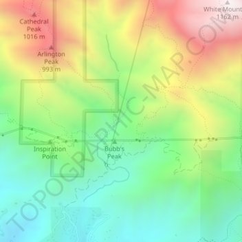 Mappa topografica 7 falls, altitudine, rilievo