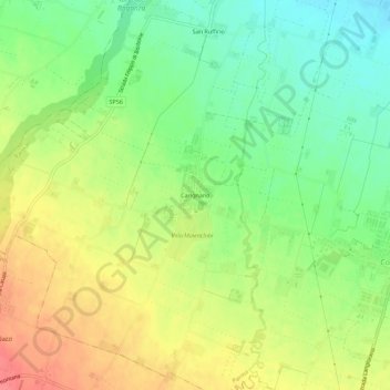 Mappa topografica Carignano, altitudine, rilievo