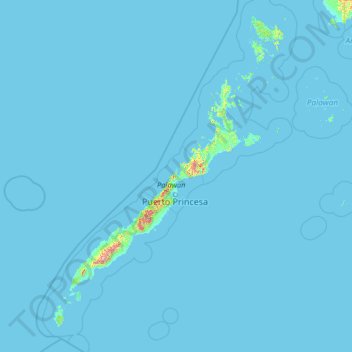 Mappa topografica Palawan, altitudine, rilievo
